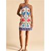 image:imageMakeMeChic Womens Halter Dresses Summer Beach Backless Tropical Vacation Caribbean Outfits Boho Mini DressesMulticolor F