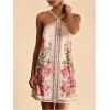 image:imageMakeMeChic Womens Halter Dresses Summer Beach Backless Tropical Vacation Caribbean Outfits Boho Mini DressesPink and White
