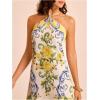image:imageMakeMeChic Womens Halter Dresses Summer Beach Backless Tropical Vacation Caribbean Outfits Boho Mini DressesYellow