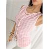 image:imageMakeMeChic Womens Houndstooth Plaid Vest Tops Trendy Dressy Blouse Tops Button Wasitcoat For Work OfficePink