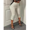image:imageMakeMeChic Womens Polka Dots Capri Pants Elastic High Waisted Cropped LeggingsApricot
