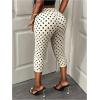 image:imageMakeMeChic Womens Polka Dots Capri Pants Elastic High Waisted Cropped LeggingsApricot