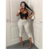 image:imageMakeMeChic Womens Polka Dots Capri Pants Elastic High Waisted Cropped LeggingsApricot