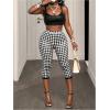 image:imageMakeMeChic Womens Polka Dots Capri Pants Elastic High Waisted Cropped LeggingsBlack