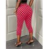 image:imageMakeMeChic Womens Polka Dots Capri Pants Elastic High Waisted Cropped LeggingsRed