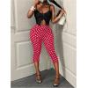 image:imageMakeMeChic Womens Polka Dots Capri Pants Elastic High Waisted Cropped LeggingsRed
