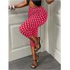 image:imageMakeMeChic Womens Polka Dots Capri Pants Elastic High Waisted Cropped LeggingsRed