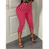 image:imageMakeMeChic Womens Polka Dots Capri Pants Elastic High Waisted Cropped LeggingsRed