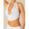 image:imageMakeMeChic Womens Sequin Sparkly Halter Tops Open Back Draped Front Party Club Festival Rave TopWhite