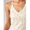 image:imageMakeMeChic Womens Sequin Tops Sparkly Glitter Halter Tank Tops V Neck Open Back Y2k Summer Party Concert OutfitsApricot