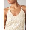 image:imageMakeMeChic Womens Sequin Tops Sparkly Glitter Halter Tank Tops V Neck Open Back Y2k Summer Party Concert OutfitsApricot