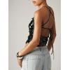 image:imageMakeMeChic Womens Sequin Tops Sparkly Glitter Halter Tank Tops V Neck Open Back Y2k Summer Party Concert OutfitsBlack