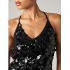 image:imageMakeMeChic Womens Sequin Tops Sparkly Glitter Halter Tank Tops V Neck Open Back Y2k Summer Party Concert OutfitsBlack
