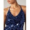 image:imageMakeMeChic Womens Sequin Tops Sparkly Glitter Halter Tank Tops V Neck Open Back Y2k Summer Party Concert OutfitsBlue