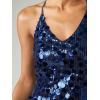 image:imageMakeMeChic Womens Sequin Tops Sparkly Glitter Halter Tank Tops V Neck Open Back Y2k Summer Party Concert OutfitsBlue