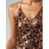 image:imageMakeMeChic Womens Sequin Tops Sparkly Glitter Halter Tank Tops V Neck Open Back Y2k Summer Party Concert OutfitsBrown