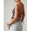 image:imageMakeMeChic Womens Sequin Tops Sparkly Glitter Halter Tank Tops V Neck Open Back Y2k Summer Party Concert OutfitsBrown