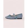 image:imageMakeMeChic Womens Summer Ballet Flats Brown Suede Loafers Bow Knot Buckle Closed Toe Leather ShoesBlue