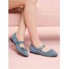image:imageMakeMeChic Womens Summer Ballet Flats Brown Suede Loafers Bow Knot Buckle Closed Toe Leather ShoesBlue