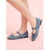 image:imageMakeMeChic Womens Summer Ballet Flats Brown Suede Loafers Bow Knot Buckle Closed Toe Leather ShoesBlue