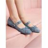 image:imageMakeMeChic Womens Summer Ballet Flats Brown Suede Loafers Bow Knot Buckle Closed Toe Leather ShoesBlue