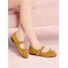 image:imageMakeMeChic Womens Summer Ballet Flats Brown Suede Loafers Bow Knot Buckle Closed Toe Leather ShoesYellow