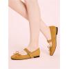 image:imageMakeMeChic Womens Summer Ballet Flats Brown Suede Loafers Bow Knot Buckle Closed Toe Leather ShoesYellow