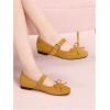 image:imageMakeMeChic Womens Summer Ballet Flats Brown Suede Loafers Bow Knot Buckle Closed Toe Leather ShoesYellow