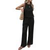 image:imageMakeMeChic Womens 2 Piece Linen Set Tank Tops and Pants Vacation Dressy Airport Set OutfitBlack