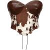 image:imageMakeMeChic Womens Cowgirl Outfits Cow Print Top Leather Backless Chic Crop Concert TopsBrown
