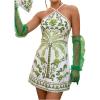 image:imageMakeMeChic Womens Halter Dresses Summer Beach Backless Tropical Vacation Caribbean Outfits Boho Mini DressesGreen