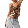 image:imageMakeMeChic Womens Sequin Tops Sparkly Glitter Halter Tank Tops V Neck Open Back Y2k Summer Party Concert OutfitsBrown
