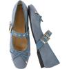 image:imageMakeMeChic Womens Summer Ballet Flats Brown Suede Loafers Bow Knot Buckle Closed Toe Leather ShoesBlue