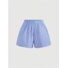 image:imageMakeMeChic Womens 2 Piece Summer Outfits Striped Tie Shoulder Peplum Shirred Tops and Shorts SetBlue