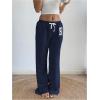 image:imageMakeMeChic Womens Baggy Sweatpants Y2k Wide Leg Pants Track Pants Lounge Bottoms StreetwearBlue