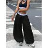 image:imageMakeMeChic Womens Barrel Pants Baggy Wide Leg Sweatpants Y2k Pants StreetwearBlack