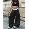 image:imageMakeMeChic Womens Barrel Pants Baggy Wide Leg Sweatpants Y2k Pants StreetwearBlack