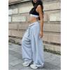 image:imageMakeMeChic Womens Barrel Pants Baggy Wide Leg Sweatpants Y2k Pants StreetwearGrey