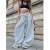image:imageMakeMeChic Womens Barrel Pants Baggy Wide Leg Sweatpants Y2k Pants StreetwearGrey