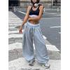 image:imageMakeMeChic Womens Barrel Pants Baggy Wide Leg Sweatpants Y2k Pants StreetwearGrey