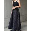 image:imageMakeMeChic Womens Business Floral Palazzo Pants Elegant Vintage Elastic Waist Wide Leg Textured TrousersBlack
