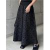 image:imageMakeMeChic Womens Business Floral Palazzo Pants Elegant Vintage Elastic Waist Wide Leg Textured TrousersBlack