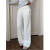 image:imageMakeMeChic Womens Cable Knit Wide Leg Sweater Pants Low Waist Baggy TrousersWhite