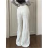 image:imageMakeMeChic Womens Cable Knit Wide Leg Sweater Pants Low Waist Baggy TrousersWhite
