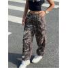 image:imageMakeMeChic Womens Camo Sweatpants Elastic Waist Spring Casual Loose Athletic Jogger Baggy PantsRust Brown