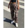 image:imageMakeMeChic Womens Camo Sweatpants Elastic Waist Spring Casual Loose Athletic Jogger Baggy PantsRust Brown