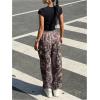 image:imageMakeMeChic Womens Camo Sweatpants Elastic Waist Spring Casual Loose Athletic Jogger Baggy PantsRust Brown