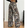 image:imageMakeMeChic Womens Camo Wide Leg Sweatpants Drawstring Low Rise Baggy Y2k Athletic PantsArmy Green