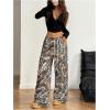 image:imageMakeMeChic Womens Camo Wide Leg Sweatpants Drawstring Low Rise Baggy Y2k Athletic PantsArmy Green