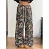 image:imageMakeMeChic Womens Camo Wide Leg Sweatpants Drawstring Low Rise Baggy Y2k Athletic PantsArmy Green